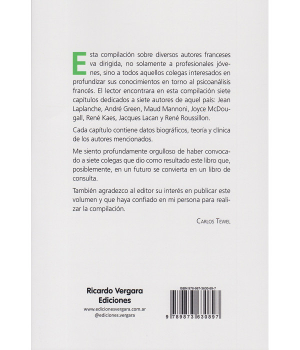 Escuela Francesa. Aportes Teóricos-Clínicos 9789873630897 Ricardo Vergara 22,80 €